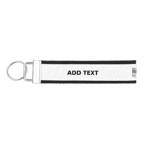 MODERN EDITABLE SIMPLE WHITE IMAGE TEXT TEMPLATE WRIST KEYCHAIN