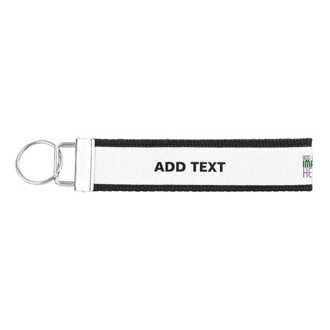 MODERN EDITABLE SIMPLE WHITE IMAGE TEXT TEMPLATE WRIST KEYCHAIN (Keys on Left)