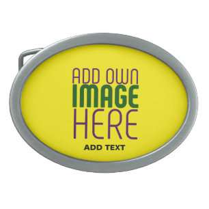 MODERN EDITABLE SIMPLE YELLOW IMAGE TEXT TEMPLATE BELT BUCKLE