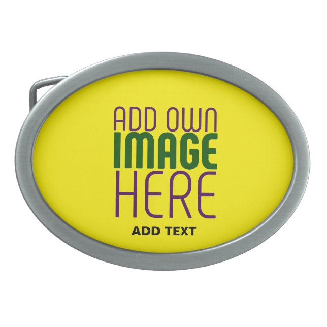 MODERN EDITABLE SIMPLE YELLOW IMAGE TEXT TEMPLATE BELT BUCKLE (Front)