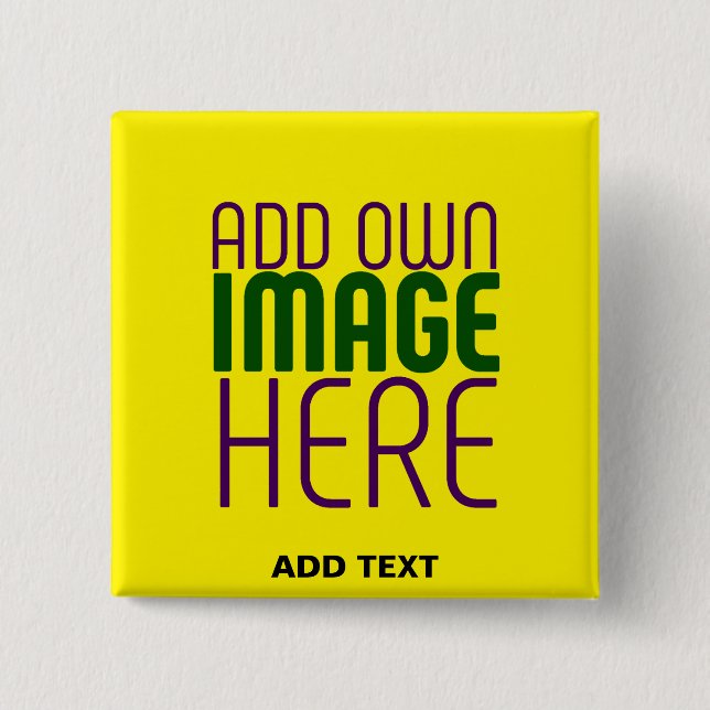 MODERN EDITABLE SIMPLE YELLOW IMAGE TEXT TEMPLATE BUTTON (Front)