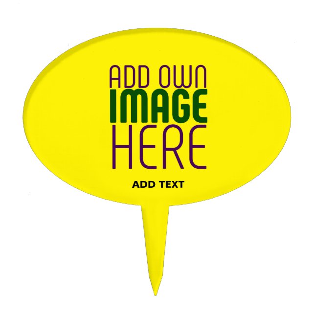 MODERN EDITABLE SIMPLE YELLOW IMAGE TEXT TEMPLATE CAKE TOPPER (Front)