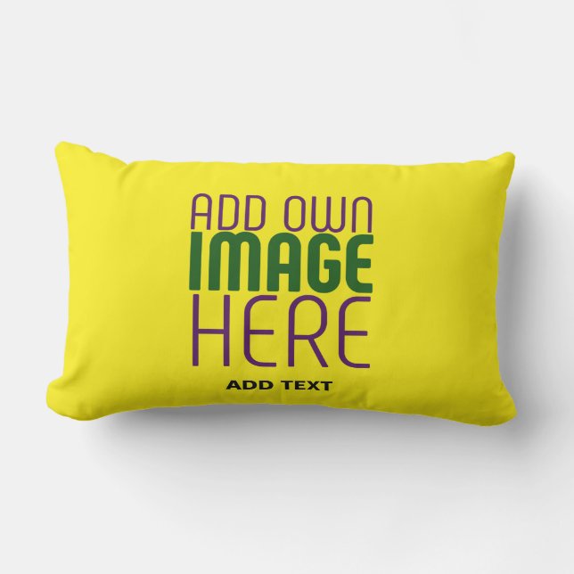 MODERN EDITABLE SIMPLE YELLOW IMAGE TEXT TEMPLATE LUMBAR PILLOW (Front)