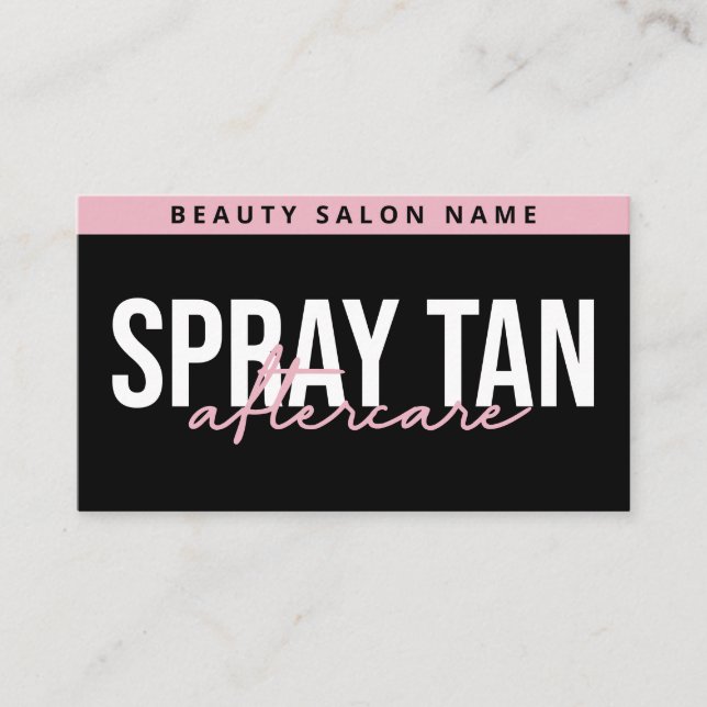 Modern Editable Sunless Spray Tan Aftercare Card (Front)