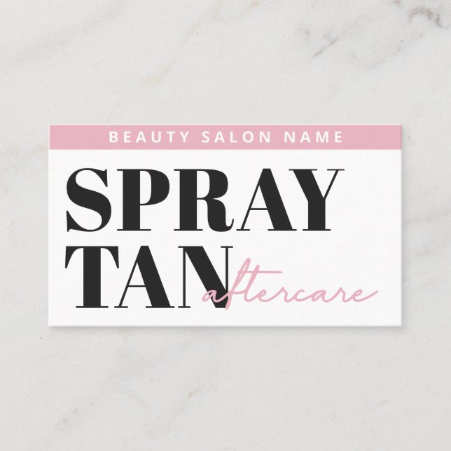 Modern Editable Sunless Spray Tan Aftercare Card (Front)