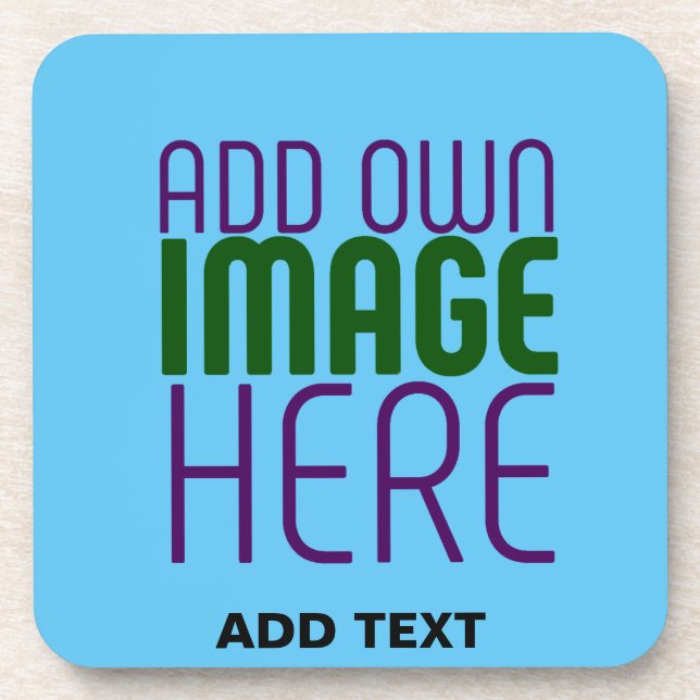 MODERN EDITABLE SWAG SKY BLUE IMAGE TEXT TEMPLATE BEVERAGE COASTER (Front)