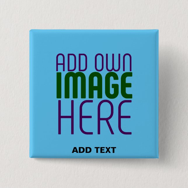 MODERN EDITABLE SWAG SKY BLUE IMAGE TEXT TEMPLATE BUTTON (Front)