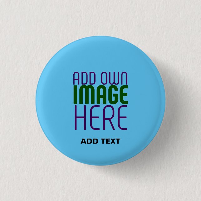 MODERN EDITABLE SWAG SKY BLUE IMAGE TEXT TEMPLATE BUTTON (Front)