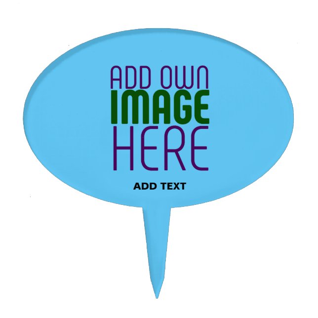 MODERN EDITABLE SWAG SKY BLUE IMAGE TEXT TEMPLATE CAKE TOPPER (Front)