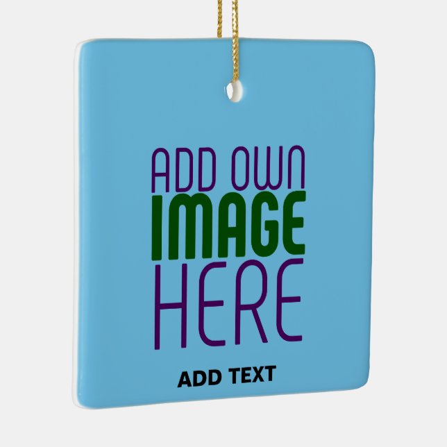  MODERN EDITABLE SWAG SKY BLUE IMAGE TEXT TEMPLATE CERAMIC ORNAMENT (Right)
