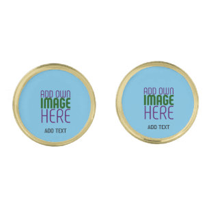 MODERN EDITABLE SWAG SKY BLUE IMAGE TEXT TEMPLATE CUFFLINKS