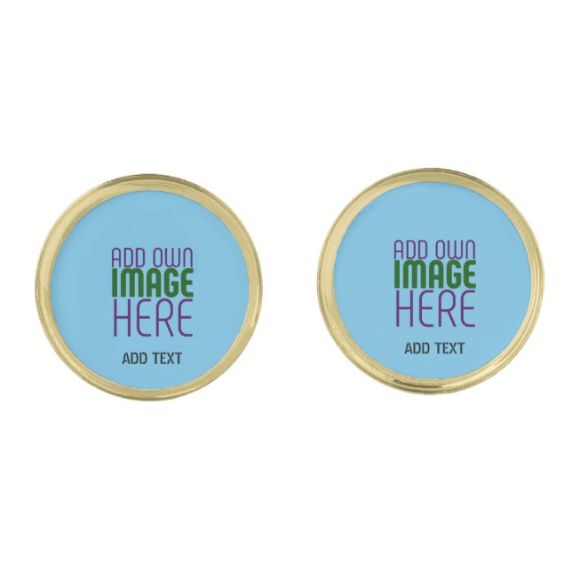 MODERN EDITABLE SWAG SKY BLUE IMAGE TEXT TEMPLATE CUFFLINKS (Front)