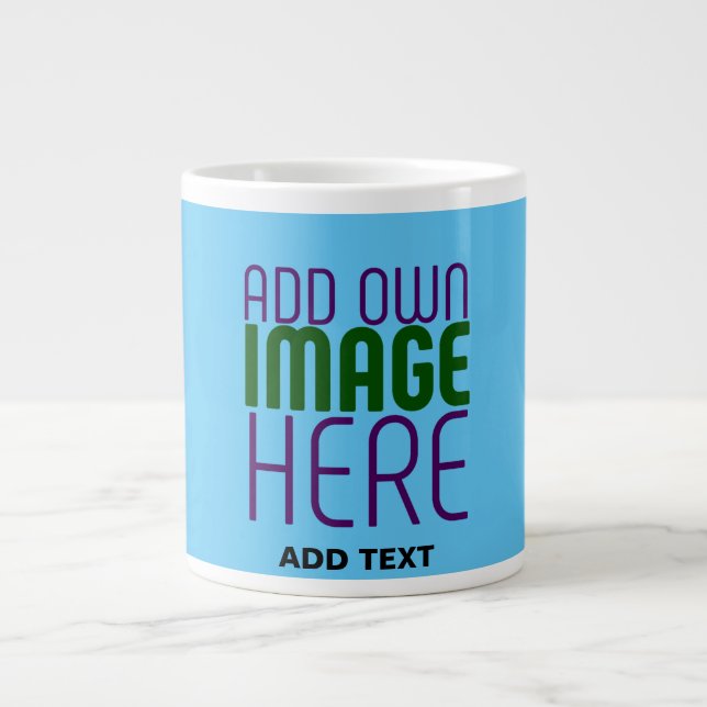 MODERN EDITABLE SWAG SKY BLUE IMAGE TEXT TEMPLATE GIANT COFFEE MUG (Front)