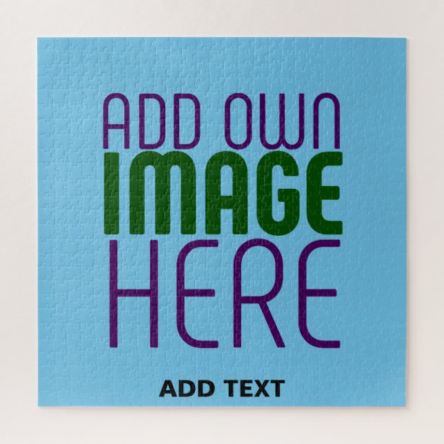 MODERN EDITABLE SWAG SKY BLUE IMAGE TEXT TEMPLATE JIGSAW PUZZLE (Vertical)