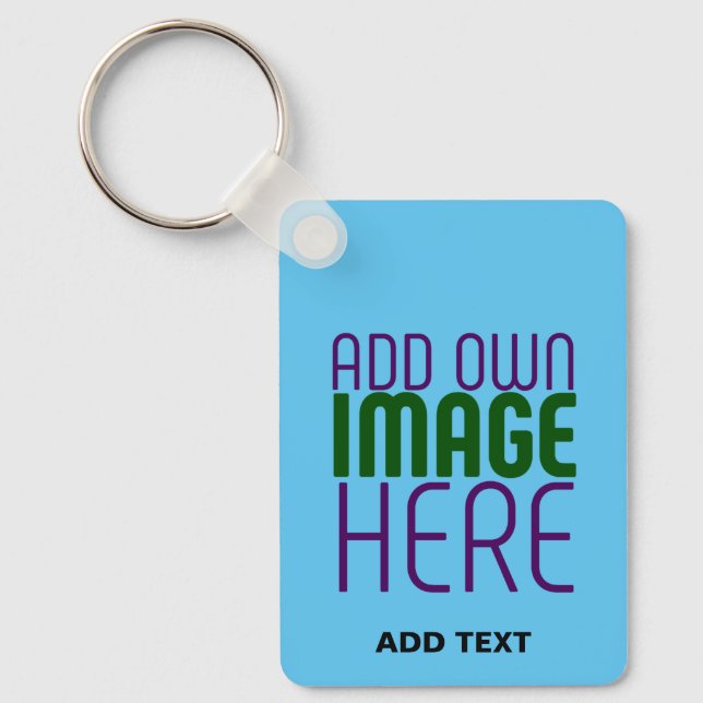 MODERN EDITABLE SWAG SKY BLUE IMAGE TEXT TEMPLATE KEYCHAIN (Front)