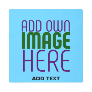 MODERN EDITABLE SWAG SKY BLUE IMAGE TEXT TEMPLATE METAL PRINT