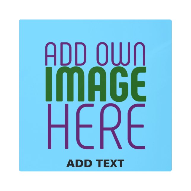 MODERN EDITABLE SWAG SKY BLUE IMAGE TEXT TEMPLATE METAL PRINT (Front)