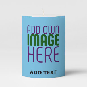 MODERN EDITABLE SWAG SKY BLUE IMAGE TEXT TEMPLATE PILLAR CANDLE