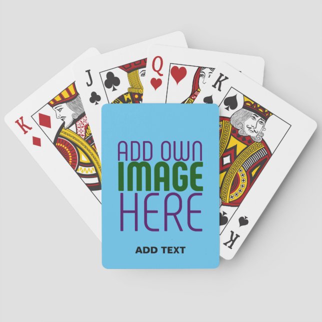 MODERN EDITABLE SWAG SKY BLUE IMAGE TEXT TEMPLATE POKER CARDS (Back)