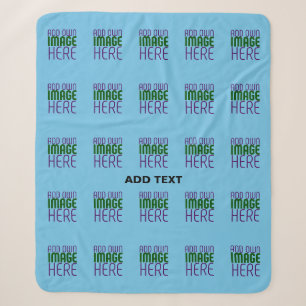 MODERN EDITABLE SWAG SKY BLUE IMAGE TEXT TEMPLATE SHERPA BLANKET