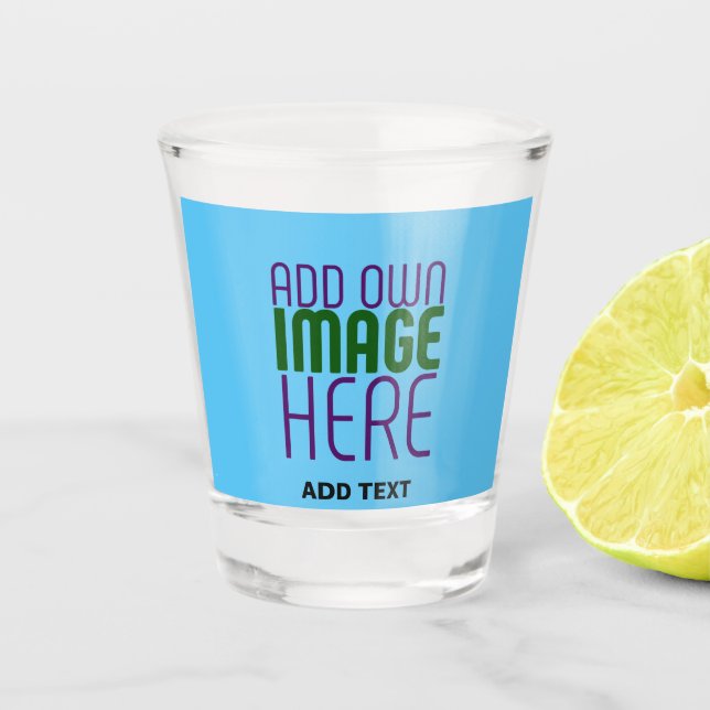 MODERN EDITABLE SWAG SKY BLUE IMAGE TEXT TEMPLATE SHOT GLASS (Front)