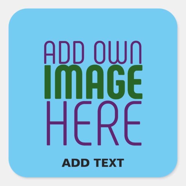 MODERN EDITABLE SWAG SKY BLUE IMAGE TEXT TEMPLATE SQUARE STICKER (Front)