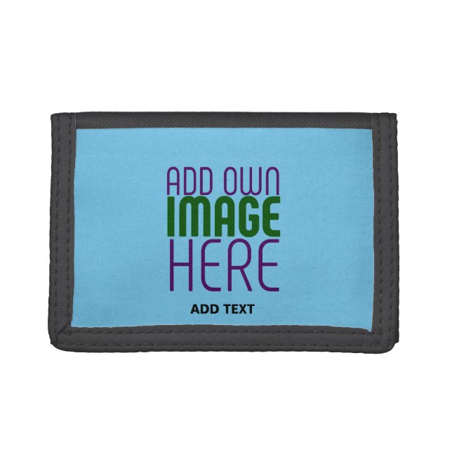 MODERN EDITABLE SWAG SKY BLUE IMAGE TEXT TEMPLATE TRIFOLD WALLET (Front)