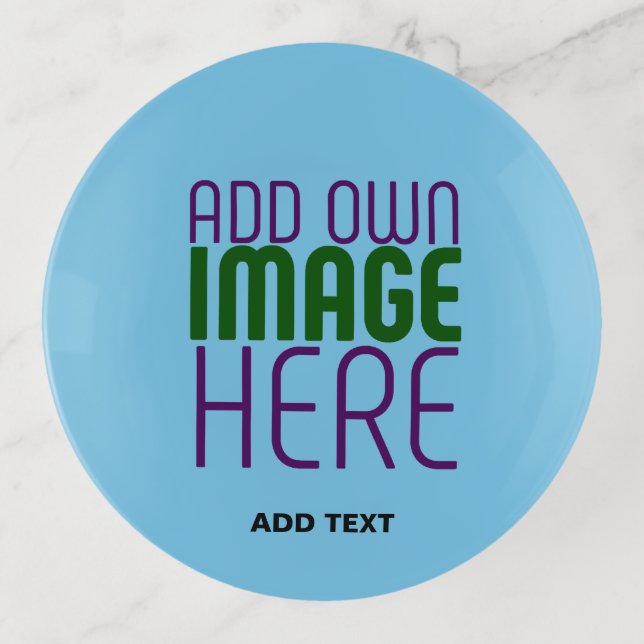 MODERN EDITABLE SWAG SKY BLUE IMAGE TEXT TEMPLATE TRINKET TRAY (Front)