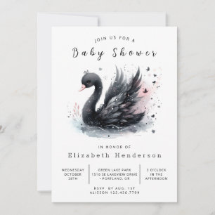 Modern Editable Swan Baby Shower Invitation