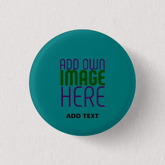 MODERN EDITABLE TEAL GREEN IMAGE TEXT TEMPLATE BUTTON (Front)