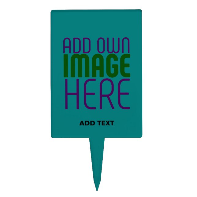 MODERN EDITABLE TEAL GREEN IMAGE TEXT TEMPLATE CAKE TOPPER (Front)