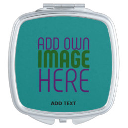 MODERN EDITABLE TEAL GREEN IMAGE TEXT TEMPLATE COMPACT MIRROR