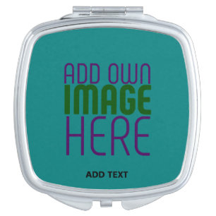 MODERN EDITABLE TEAL GREEN IMAGE TEXT TEMPLATE COMPACT MIRROR