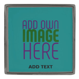 MODERN EDITABLE TEAL GREEN IMAGE TEXT TEMPLATE GUNMETAL FINISH LAPEL PIN
