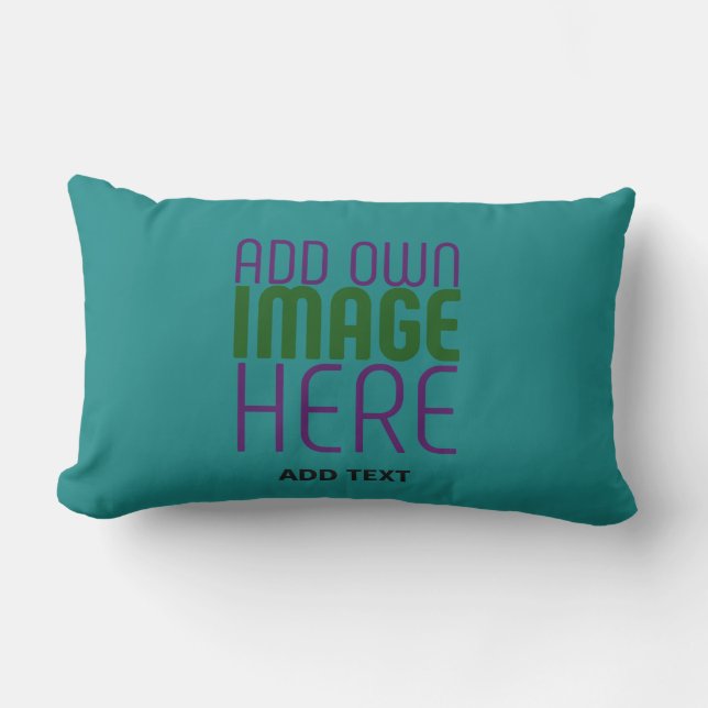 MODERN EDITABLE TEAL GREEN IMAGE TEXT TEMPLATE LUMBAR PILLOW (Front)