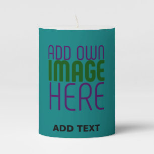 MODERN EDITABLE TEAL GREEN IMAGE TEXT TEMPLATE PILLAR CANDLE