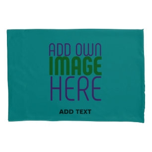 MODERN EDITABLE TEAL GREEN IMAGE TEXT TEMPLATE PILLOW CASE
