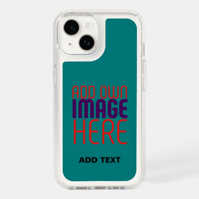 MODERN EDITABLE TEAL GREEN IMAGE TEXT TEMPLATE SPECK iPhone CASE (Front)