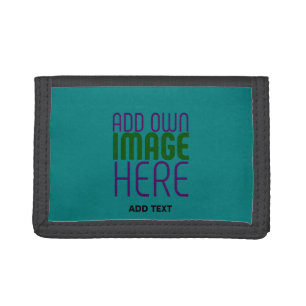 MODERN EDITABLE TEAL GREEN IMAGE TEXT TEMPLATE TRI-FOLD WALLET