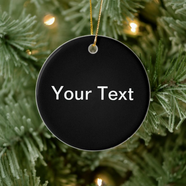 Modern Editable Text | Black & White Ceramic Ornament (Tree)