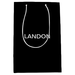 Modern Editable Text   Black & White Medium Gift Bag