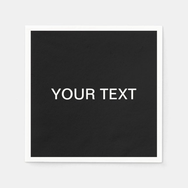 Modern Editable Text | Black & White Napkins (Front)