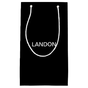 Modern Editable Text   Black & White Small Gift Bag