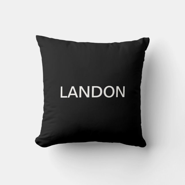 Modern Editable Text | Black & White Throw Pillow (Front)