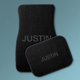 Modern Editable Text Dark Grey & Black Car Floor Mat