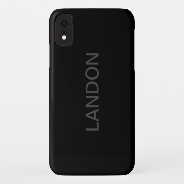 Modern Editable Text | Dark Grey & Black Case-Mate iPhone Case (Back)