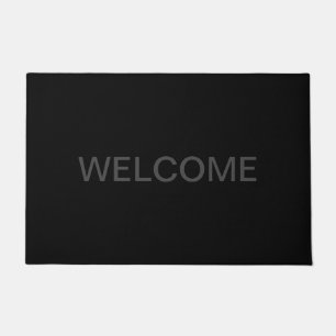 Modern Editable Text Dark Grey & Black Doormat