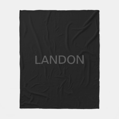Modern Editable Text  Dark Grey  Black Fleece Blanket