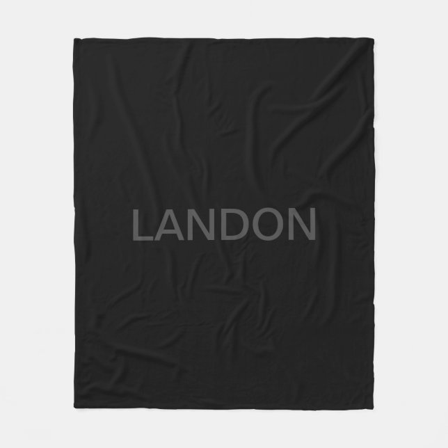 Modern Editable Text | Dark Grey & Black Fleece Blanket (Front)