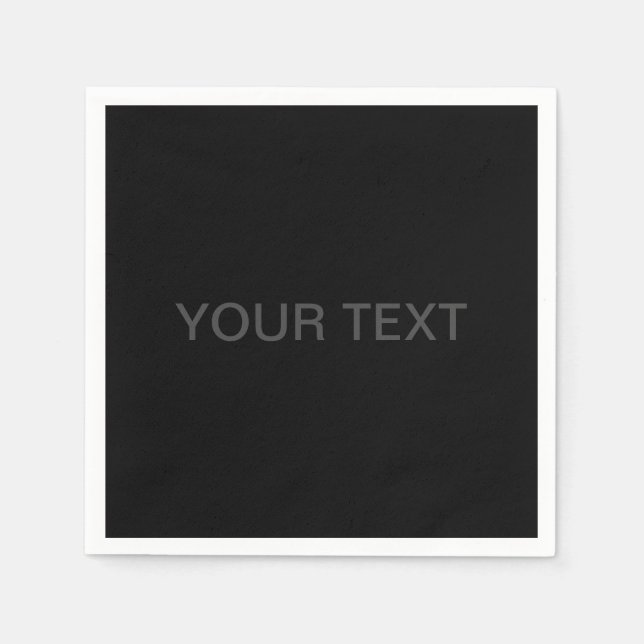 Modern Editable Text | Dark Grey & Black Napkins (Front)